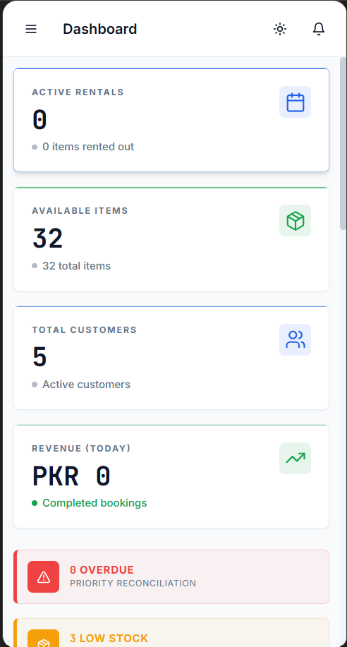 Booker dashboard on mobile